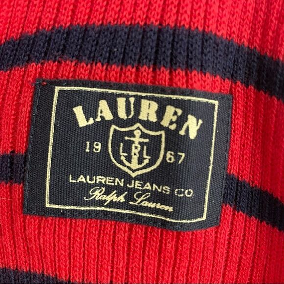 RALPH LAUREN Ribbed Nautical Stripe Boatneck Bateau Long Sleeve Cotton Shirt Top - Picture 3 of 16